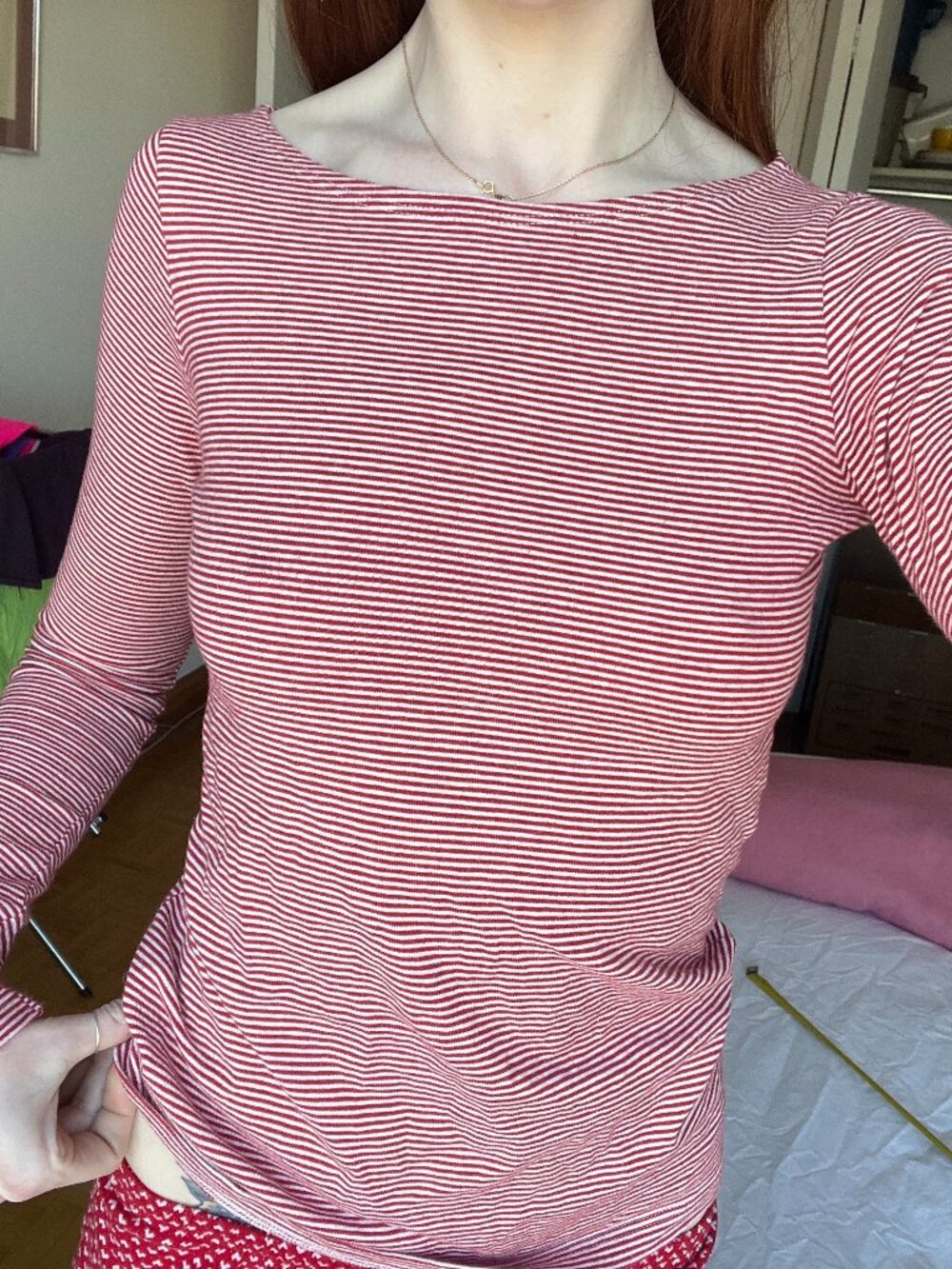 White and red striped Brandy Melville cotton longsleeve